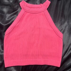 Aerie Bright Pink Ribbed crop Top
